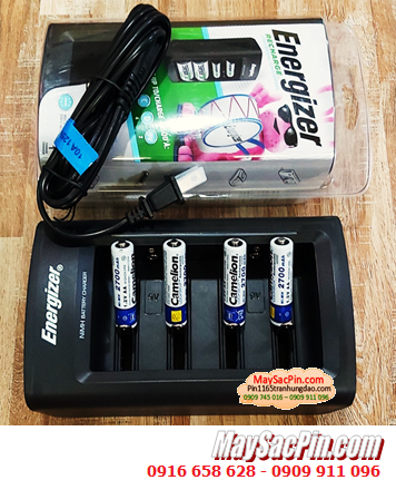 Energizer CHFC _Bộ sạc 4viên pin AA 1.2v -Kèm sẳn 4 Pin sạc Camelion NH-AA2700LBP2 LockBox (AA2700mAh-1.2v)